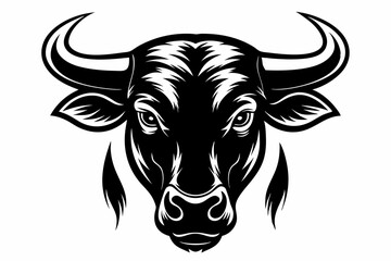bull head line art silhouette vector illustration