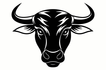 bull head line art silhouette vector illustration
