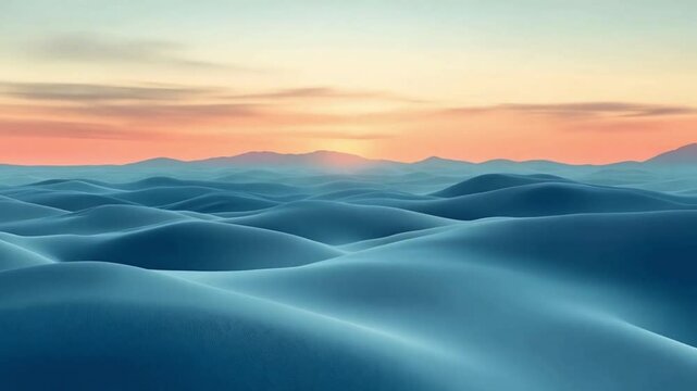 Animated background of soft rolling hills with a serene sunrise
