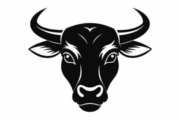 bull head line art silhouette vector illustration