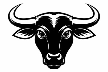 bull head line art silhouette vector illustration