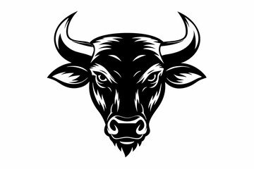 bull head line art silhouette vector illustration