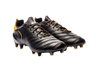 a pair of black football shoes