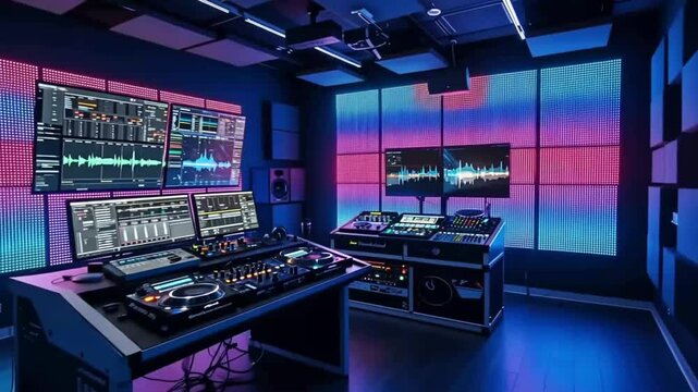 Exploring Audio Mixing in Professional Music Recording Studio Interior