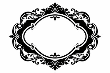 decorative vintage frame line art silhouette vector illustration