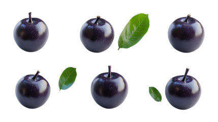 Pack Acai Set in Different Poses Against Transparent Background for Superfood Branding, Healthy Lifestyle Promotion, or Organic Product Packaging