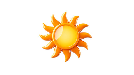Naklejka premium Png Shiny Summer Sun Icon 3D Render, Orange, Rays, Bright, Warm, Day, Heat, Energy, Yellow, Glow isolated on transparent background