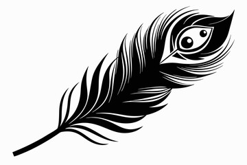 Obraz premium peacock feather line art silhouette vector illustration