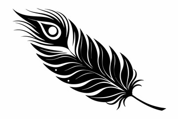 Obraz premium flying peacock feather line art silhouette vector illustration
