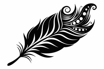 Obraz premium flying peacock feather line art silhouette vector illustration