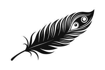 Obraz premium flying peacock feather line art silhouette vector illustration