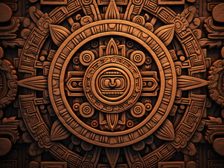 Obraz premium Aztec-inspired repeating patterns with terracotta shades creating a striking visual effect