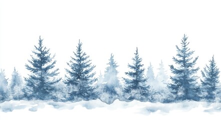 Obraz premium Charming Winter Wonderland: Watercolor Snowy Fir Trees Frame for Holiday Cards