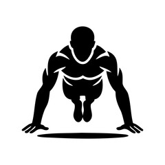 Push-up exercise icon with muscular figure