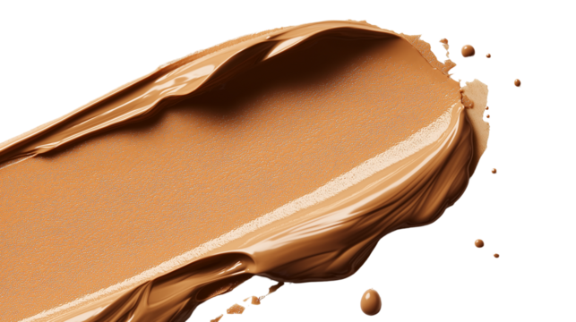 Flawless foundation smear, neutral beige tone with a silky-smooth consistency, ultra-high resolution, realistic dewy finish, PNG format