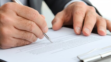 Hands signing an important contract, symbolizing commitment, paperwork completion, and secure business agreements