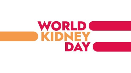 World Kidney Day colorful motion graphics seamless loopable text animation on white or black background great for wishing and celebrating world kidney day