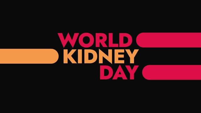 World Kidney Day colorful motion graphics seamless loopable text animation on white or black background great for wishing and celebrating world kidney day