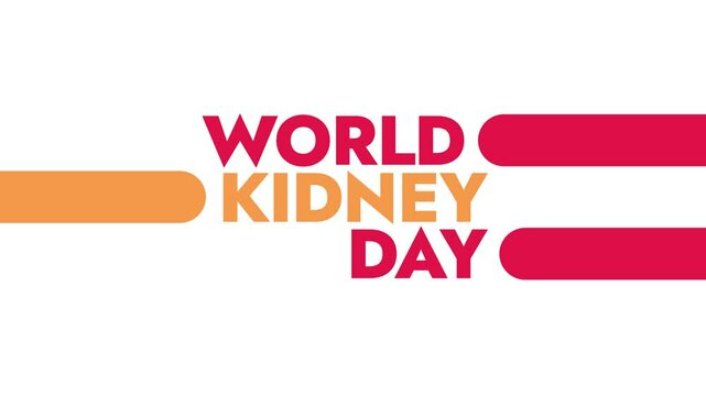 World Kidney Day colorful motion graphics seamless loopable text animation on white or black background great for wishing and celebrating world kidney day