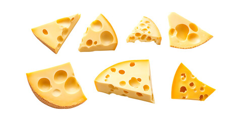 Pack Cheese Slices Set Against Transparent Background for Dairy Branding, Sandwich Design, or Food Illustrations