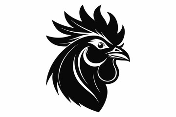 rooster head line art silhouette vector illustration