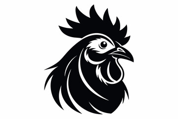 rooster head line art silhouette vector illustration