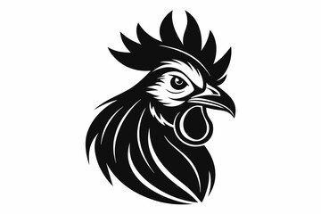 rooster head line art silhouette vector illustration