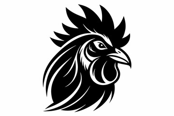 rooster head line art silhouette vector illustration