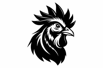 rooster head line art silhouette vector illustration