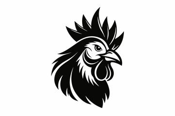 rooster head line art silhouette vector illustration