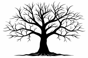 tree without any leaf line art silhouette vector illustration