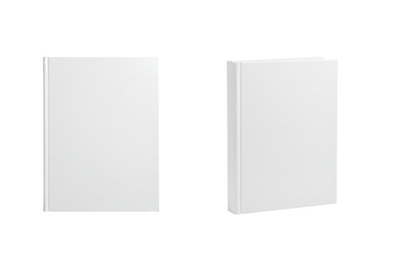 white book cover mockup, front and side view mock-up, template design, isolated on a transparent background. PNG, cutout, or clipping path.