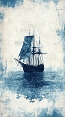 A Tall Sailing Vessel Traveling Across Calm Blue Ocean Waters