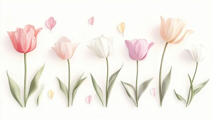 Pastel Dollar Bill Tulips on White Background