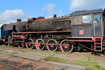 Naklejka premium Old steam train in Pyskowice, Poland