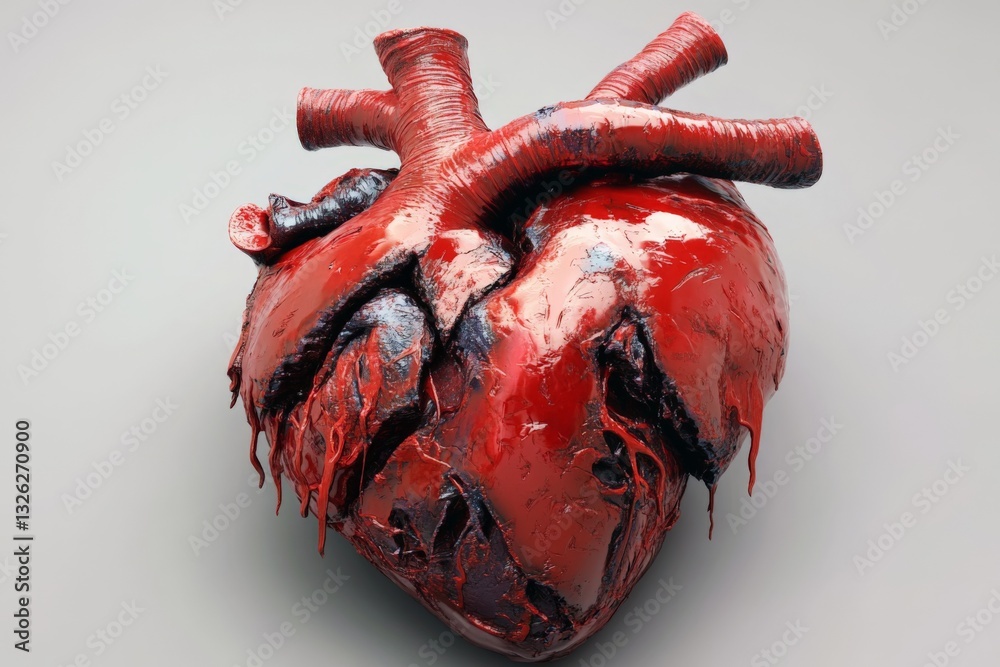 Poster Heart model with intricate details showcasing realistic texture and color in artistic representation