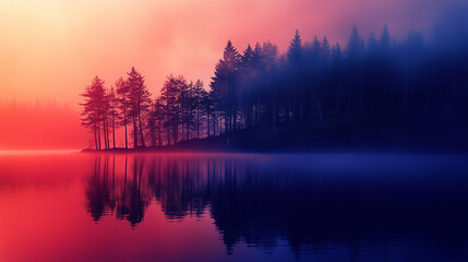 Obraz premium abstract sunrise on the lake