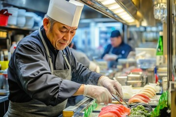 Artisan Sushi Experience. Master Chef Coursing Omakase in Tokyo with Fresh Sashimi and Sea Urchin
