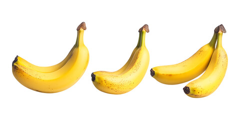 Pack Bananas Set in Different Poses Against Transparent Background for Fruit Illustration, Grocery Design, or Nutrition Promotion