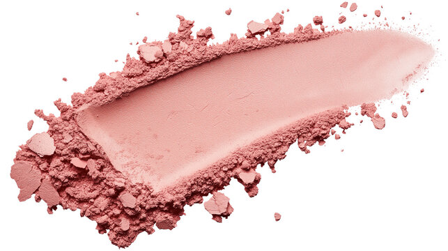 Crushed pressed powder stroke, peachy-pink undertones, high-quality beauty texture, soft and airy dust effect, ultra-realistic lighting, PNG format
