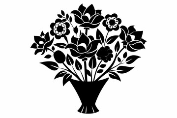 flower bouqet line art silhouette vector illustration