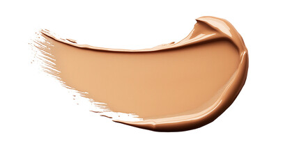 Luxury compact foundation swatch, creamy beige with soft shimmer, smooth and velvety texture, high-definition cosmetic stroke, isolated on transparent background 