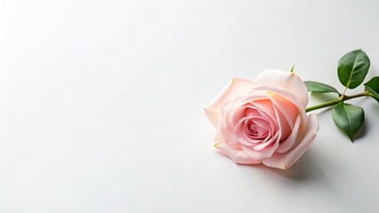 Obraz premium Elegant Minimalist Flat Lay: Delicate Pink Rose on White Background