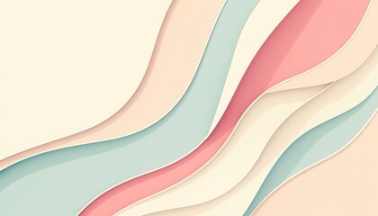 Pastel Colored Wavy Abstract Design Featuring Layered Color Blocks