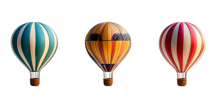 Pack Balloon Set in Different Poses Against Transparent Background for Party Decoration, Event Design, or Celebration Graphics