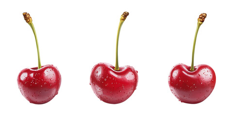 Pack Cherries Set Against Transparent Background for Fresh Produce Branding, Food Illustrations, or Juice Packaging