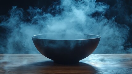 Steaming Bowl for Dark Wood Table.