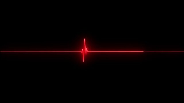 Glowing heartbeat line icon animation. Electrocardiogram shows heart beat lines. Cardiogram, neon heart pulse animation.neon line heartbeat signal icon. Healthy and Medical Analysis Illustration.