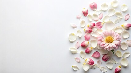 Fototapeta premium Organic Flower Petals Flat Lay, Natural Botanical Background, Copy Space