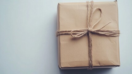 A brown box with a string tied around it